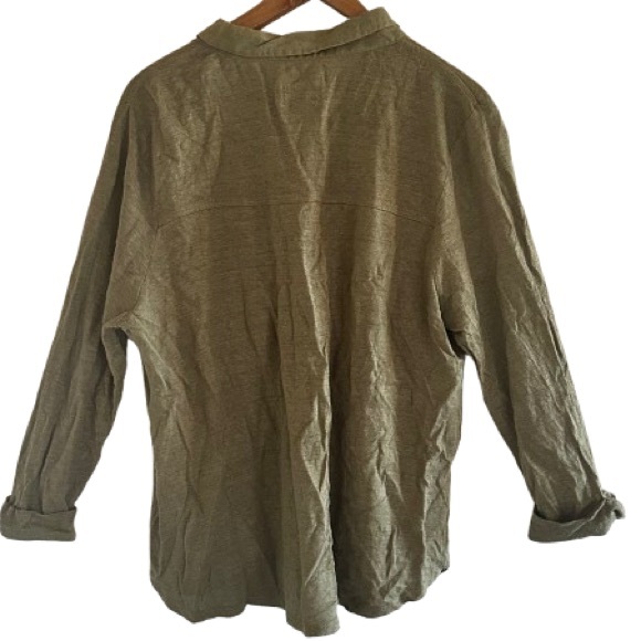 Sigrid Olsen Linen Olive Button‑Up Top L Quiet Luxury Cottagecore Minimalist - Picture 9 of 9